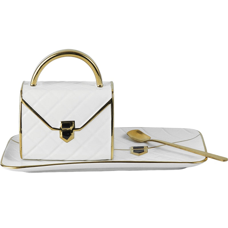 TeaLux - Handbag-Shaped Creative Mug With Saucer & Spoon