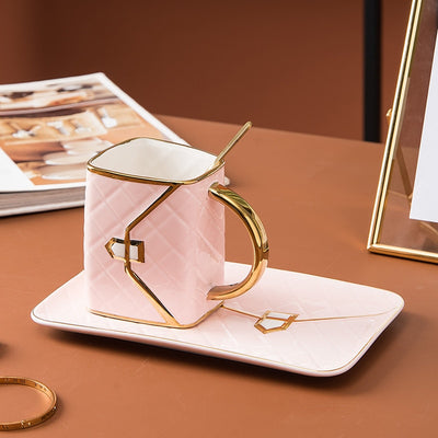 TeaLux - Handbag-Shaped Creative Mug With Saucer & Spoon