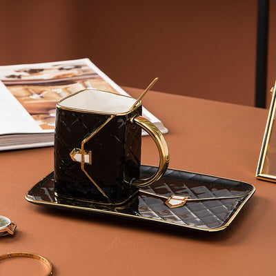TeaLux - Handbag-Shaped Creative Mug With Saucer & Spoon