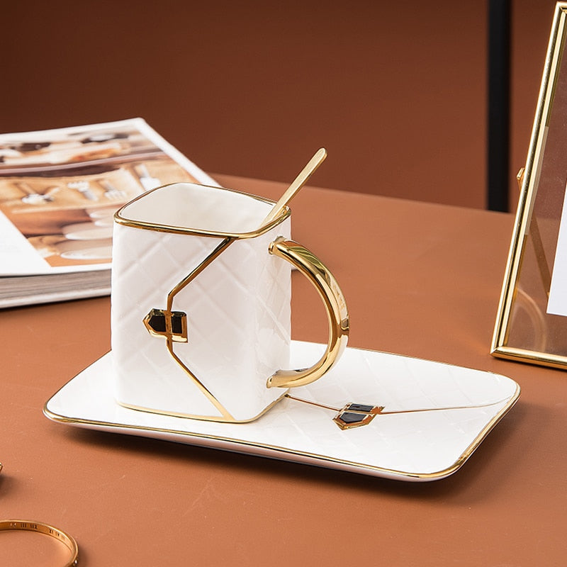 TeaLux - Handbag-Shaped Creative Mug With Saucer & Spoon