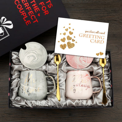 Pink Ceramics Coffee Cup with Lid Spoon Marble Cups Set