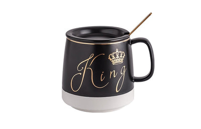 Outline in gold ceramic mug with lid spoon, cup kitten coffee ceramic mugs office cup office Drinkware couple cup gift