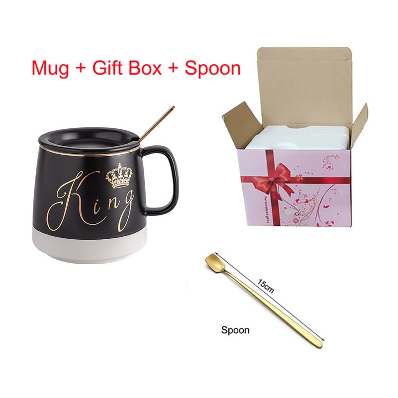 Outline in gold ceramic mug with lid spoon, cup kitten coffee ceramic mugs office cup office Drinkware couple cup gift