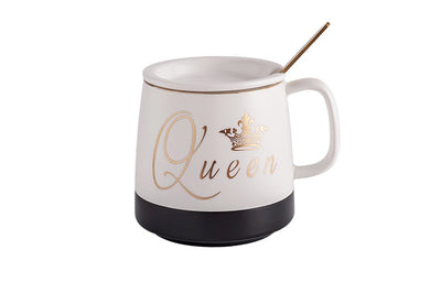 Outline in gold ceramic mug with lid spoon, cup kitten coffee ceramic mugs office cup office Drinkware couple cup gift