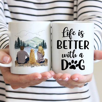 Couple and Dogs Man Women Personalized Mug